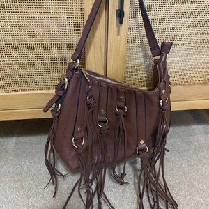 Shoulder bag, Brown. Like new. 3 Secitions. With tassels in front.